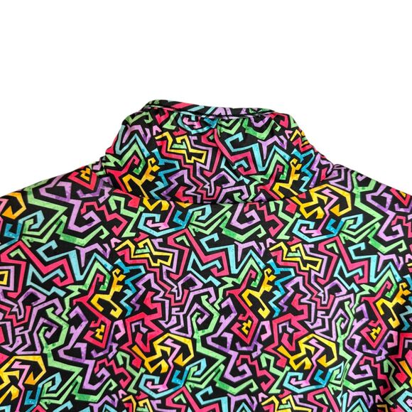 USA Palm Reversible sherpa & colorful funky art pattern jacket 90s style Size XS - Picture 13 of 15